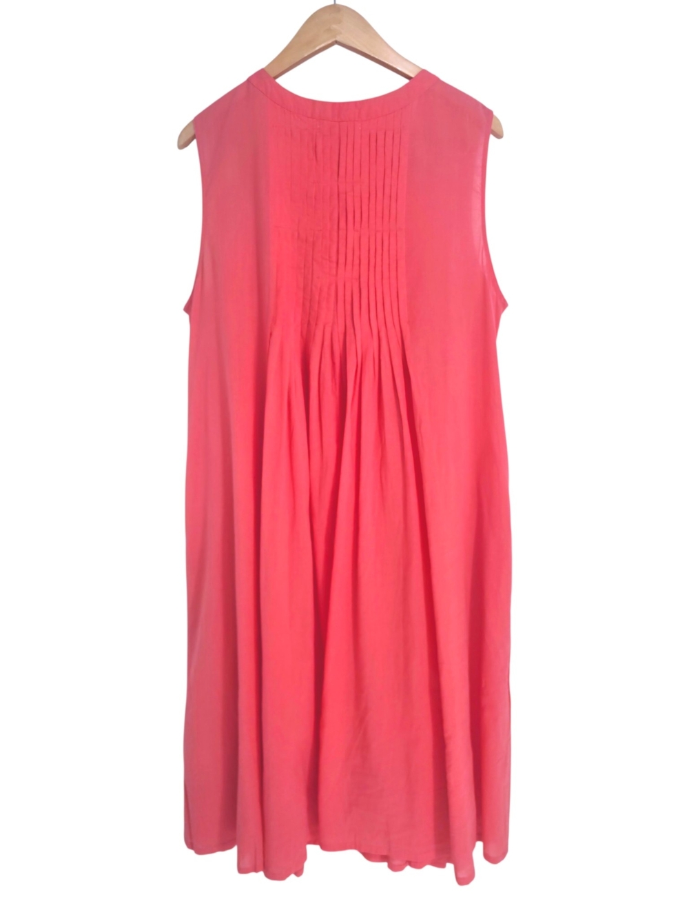 LA CERA Coral Cotton Pintuck Midi Dress XL Boho Embroidered India - Picture 6 of 13